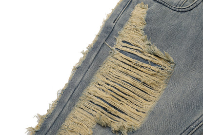 High Street Hand Scratched Whiskering Jeans Men's