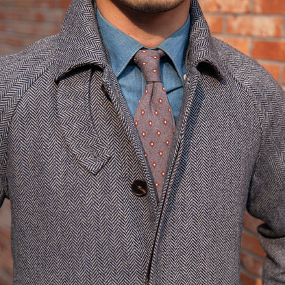 Men's Herringbone Wool Slim Fit Mid Length Coat