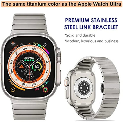 Stainless Steel Strap For Apple Watch Band 7 8 9 45mm 41mm Butterfly Metal Link Bracelet IWatch Ultra 2 49mm 6 SE 5 44mm 40mm