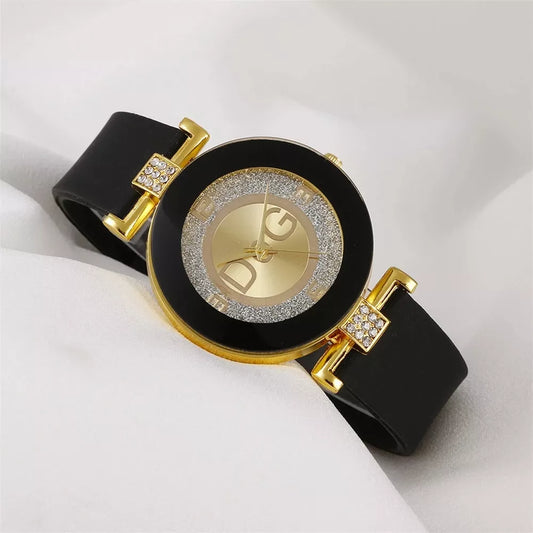 D&G Simple Black White Quartz Watches Women Minimalist Design Silicone Strap Wristwatch Big Dial Women's Fashion Creative Watch 2022