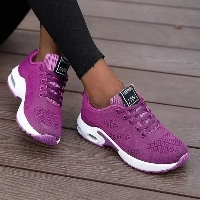 Women Casual Shoes Breathable Walking Mesh Flat Shoes Platform Sneakers Women Tenis Gym Vulcanized Shoes White Female Footwear