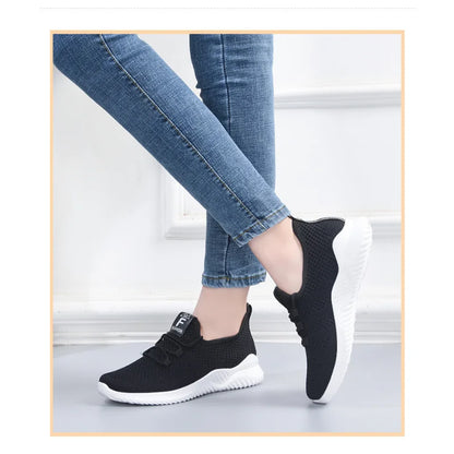 Women's Casual Sneakers Summer Comfortable Breathable Flat Shoes Fashion Women Walking Soft Versatile Lace-Up Running Shoes