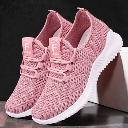 Women's Casual Sneakers Summer Comfortable Breathable Flat Shoes Fashion Women Walking Soft Versatile Lace-Up Running Shoes