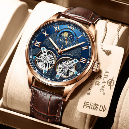 AI Original Design men's Double Flywheel Automatic Mechanical Watch Fashion Leisure Business Luxury Clock