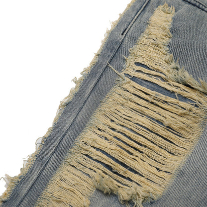 High Street Hand Scratched Whiskering Jeans Men's