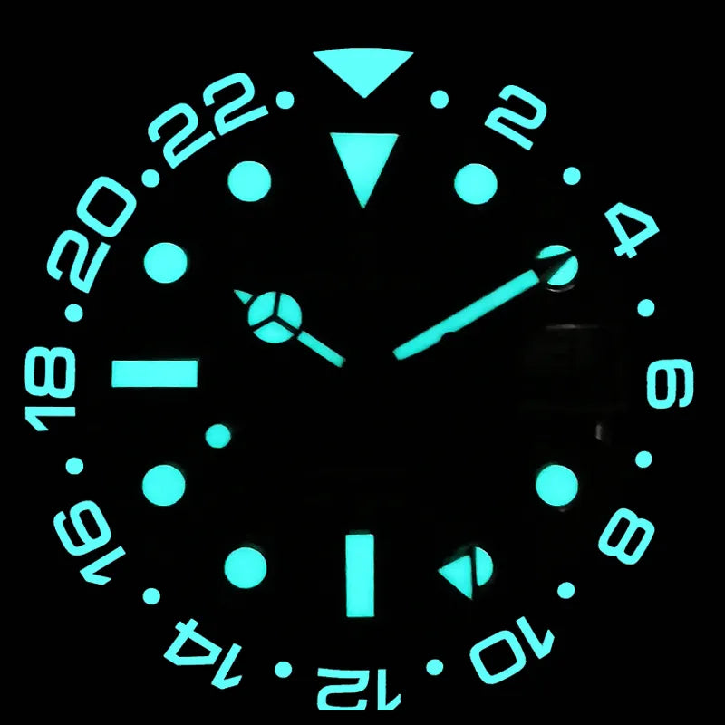 Rolex GMT Reloj automático para hombre Bisel bidireccional Zafiro 20 ATM NH34 Sólido 5 eslabones Pulsera de metal BGW-9 Lum