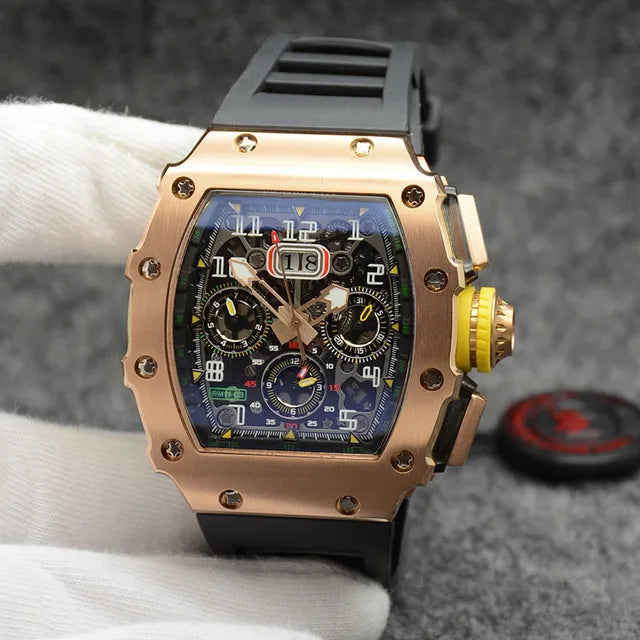 2023 Richard Mille movimiento mecánico completamente automático reloj de hombre marca de lujo RM hueco 6 pines luminoso reloj de alta gama